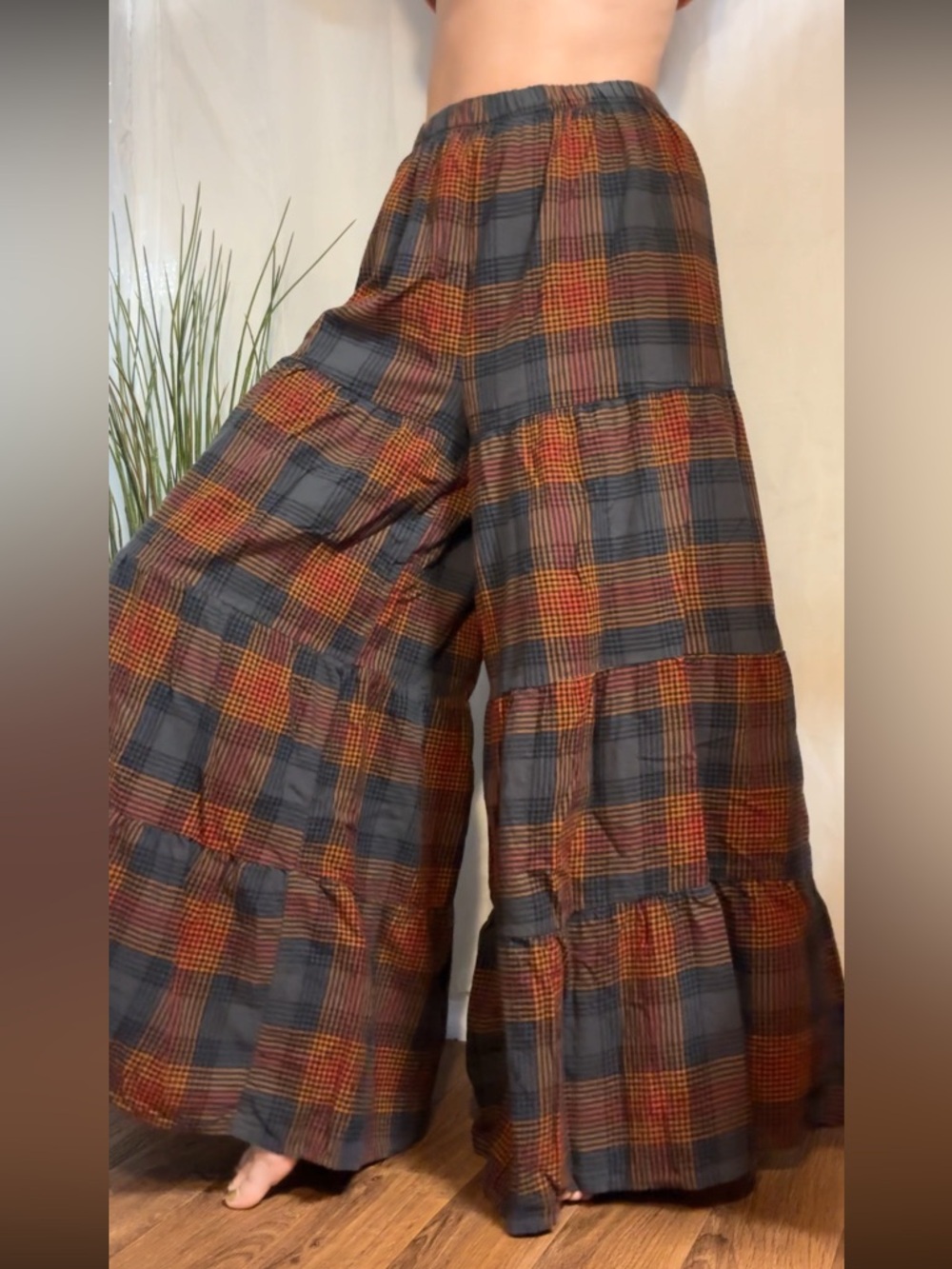 SOLD Natural Life Plaid Palazzo pants